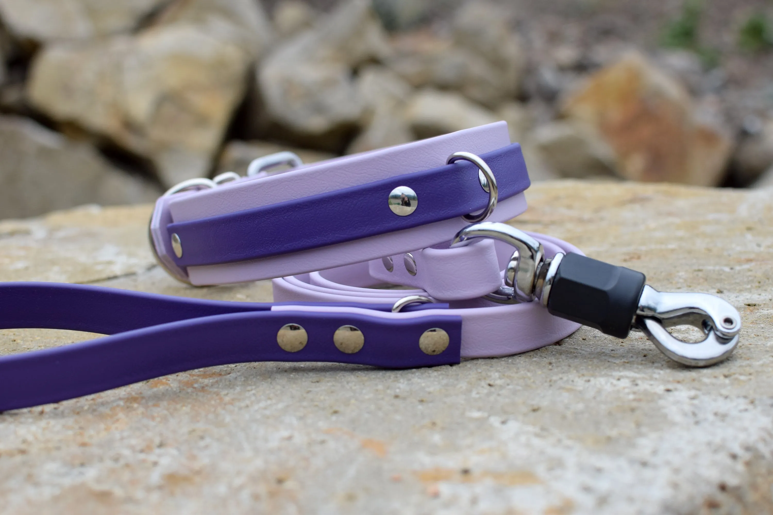 PREMADE COLLECTION - Pastel Purple & Purple Biothane Dog Collar