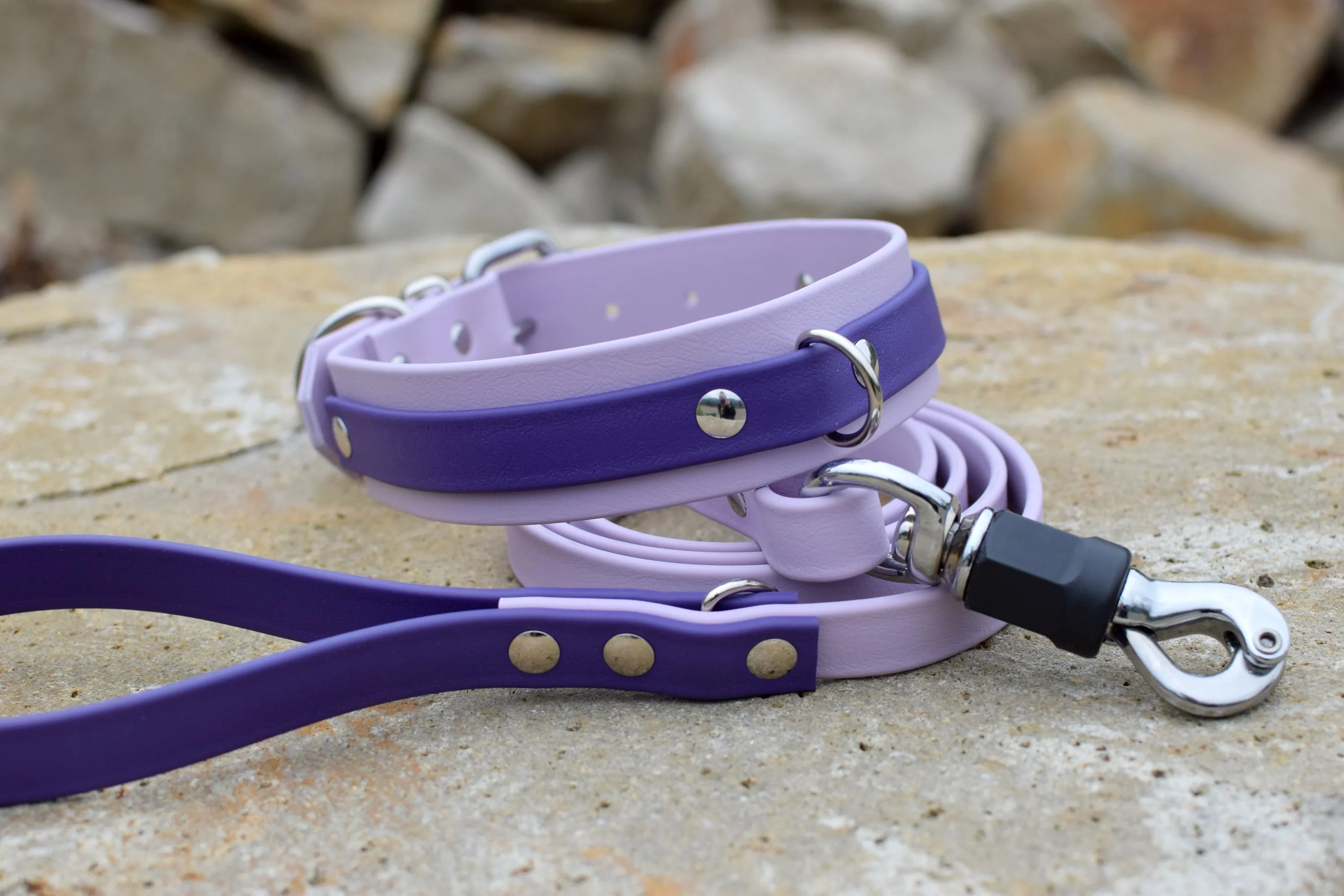 PREMADE COLLECTION - Pastel Purple & Purple Biothane Dog Collar