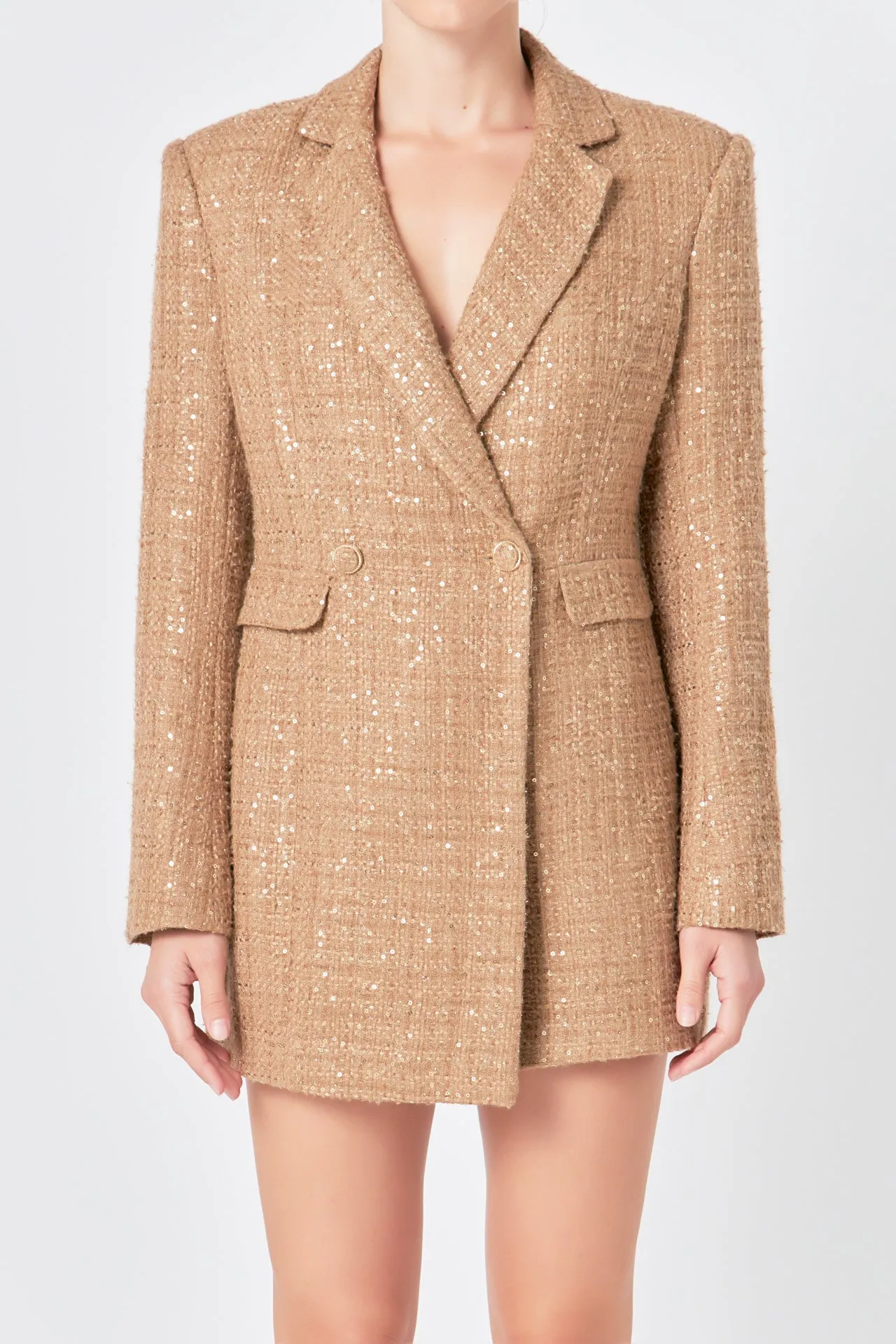 Premium Sequin Tweed Blazer Romper