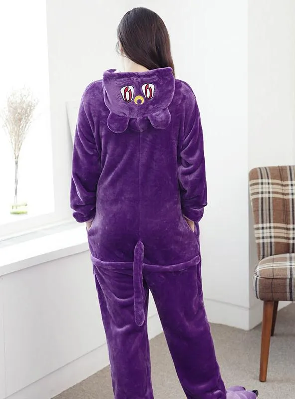 PURPLE CAT COSTUME PAJAMAS SLEEPWEAR ONESIE