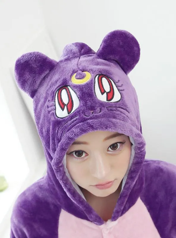 PURPLE CAT COSTUME PAJAMAS SLEEPWEAR ONESIE