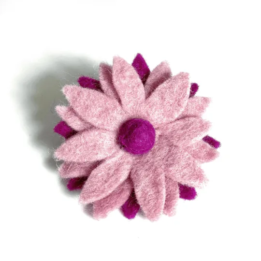 Removable Pet Collar Accessory- Felt Wool Flower-Pink/Purple Daisy