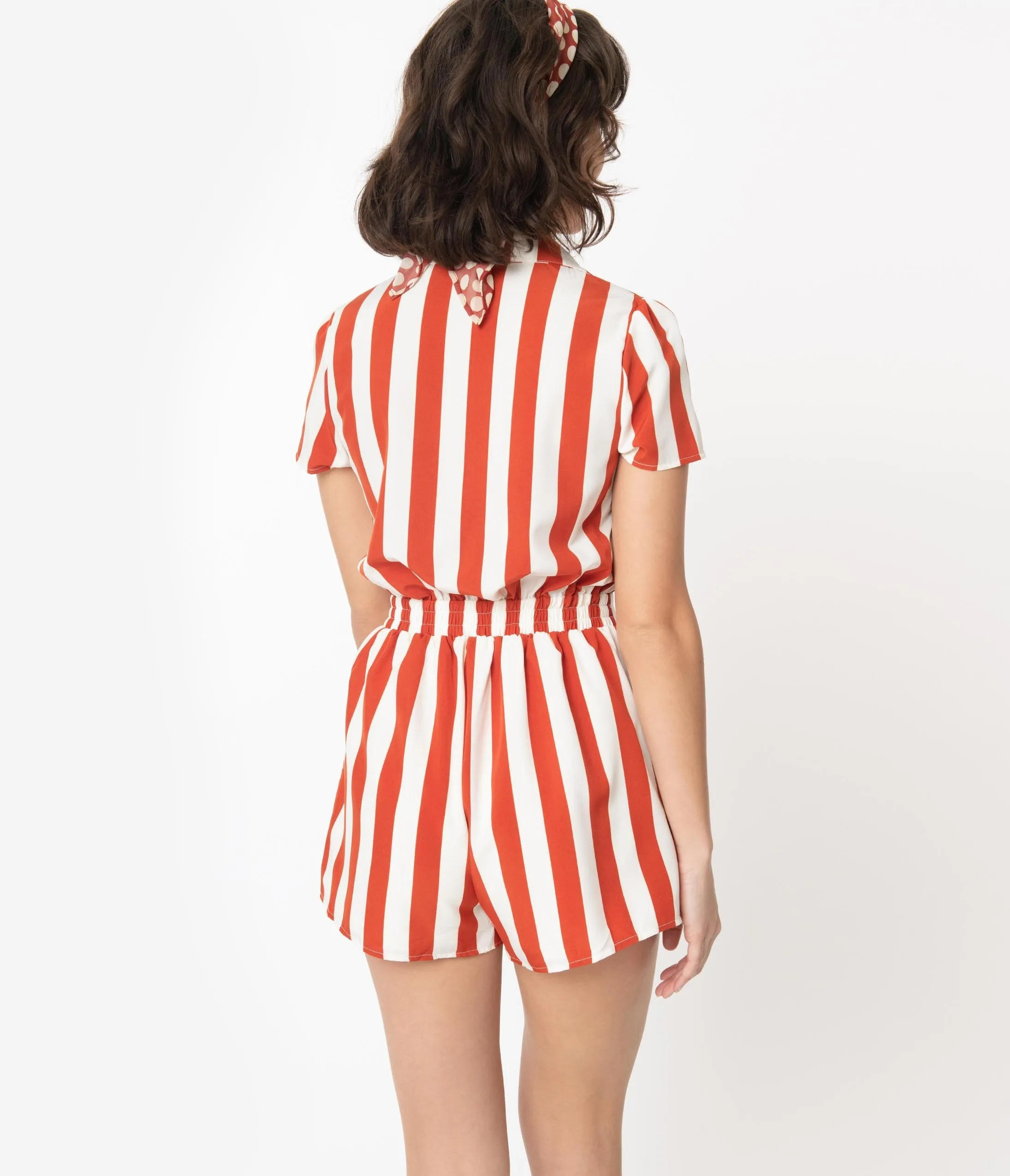 Retro Style Rust & Ivory Stripe Romper