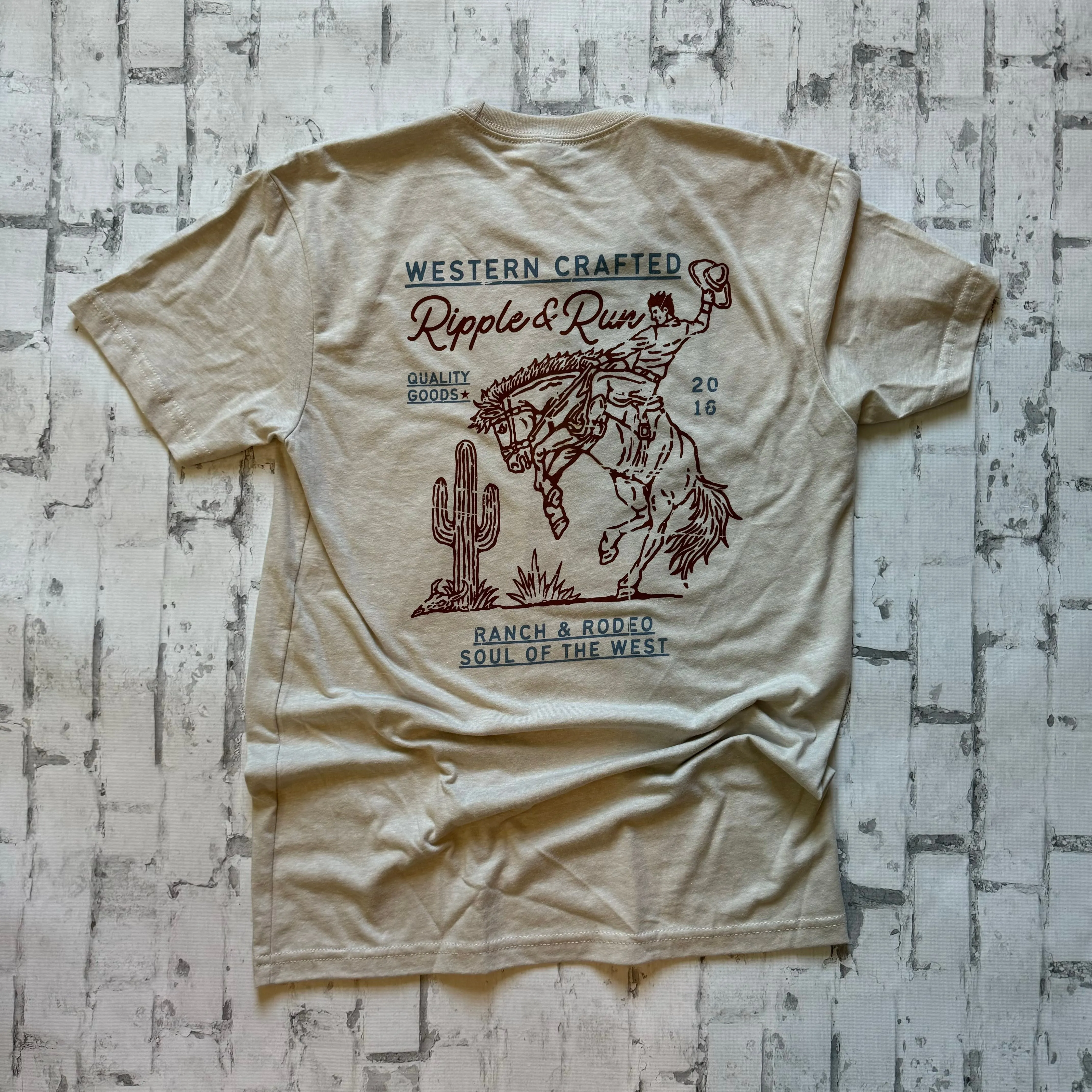 Ripple and Run "Rodeo" Short Sleeve T-shirt - Light Khaki