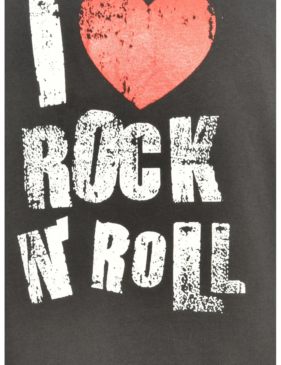 Rock N' Roll Design Fruit Of The Loom Printed T-shirt - L