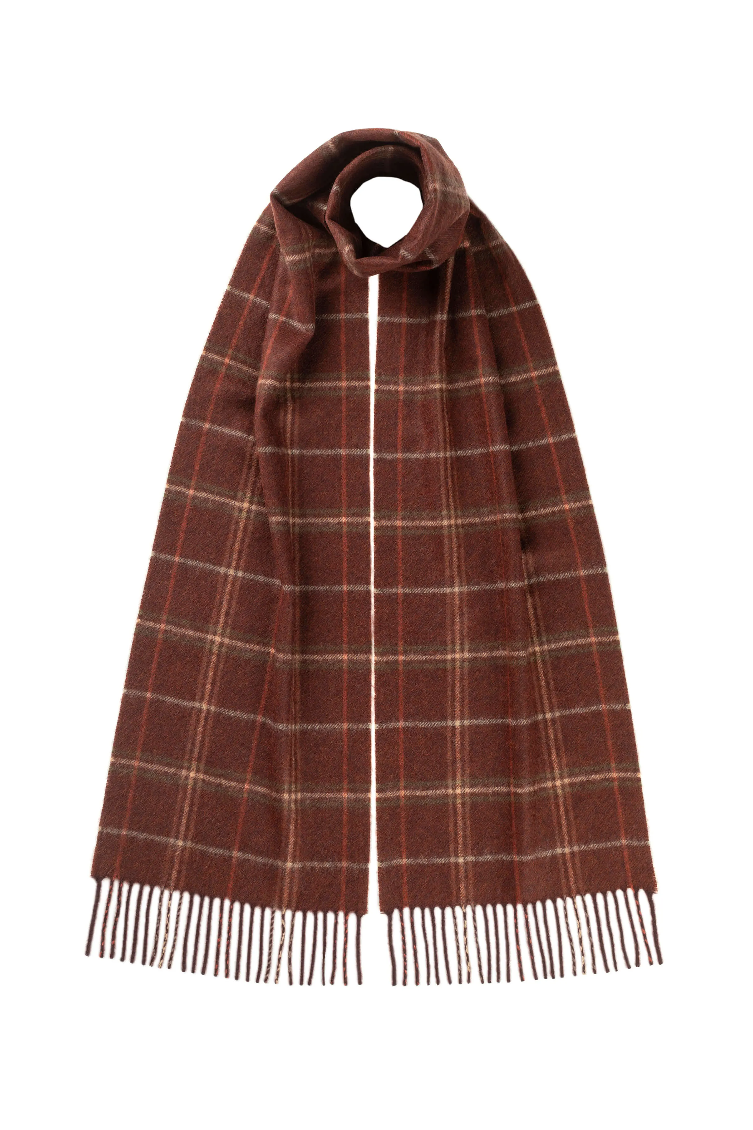 Russet Windowpane Cashmere Scarf