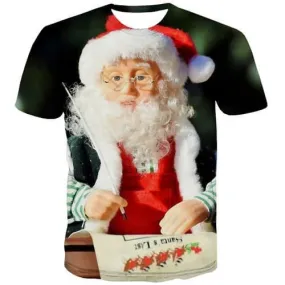 Santa Claus T shirts Men Christmas Shirt Print Anime Tshirt Printed Funny Tshirts Novelty Short Sleeve Hip hop Men New O-neck