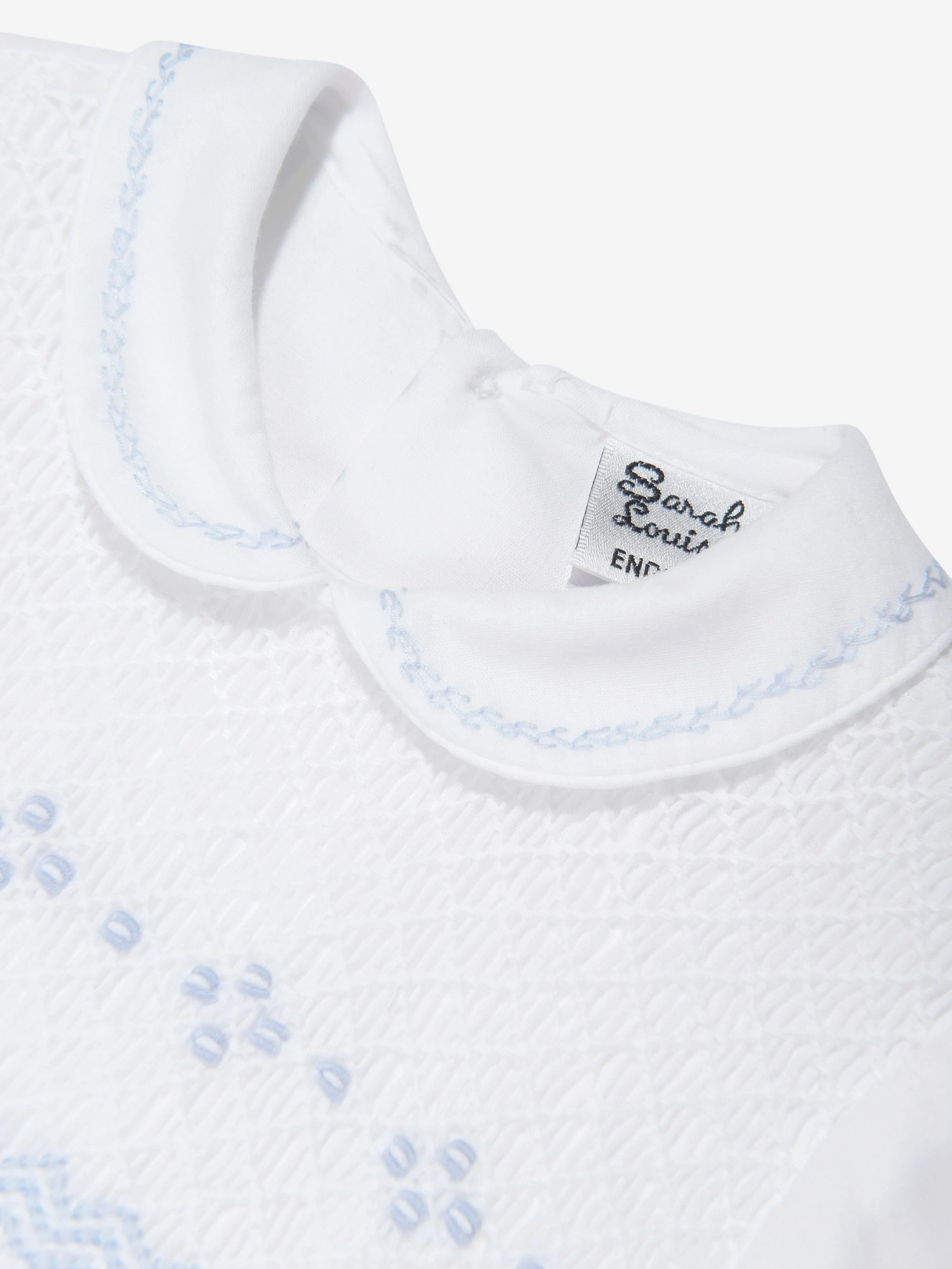 Sarah Louise Baby Boys Embroidered Romper in White