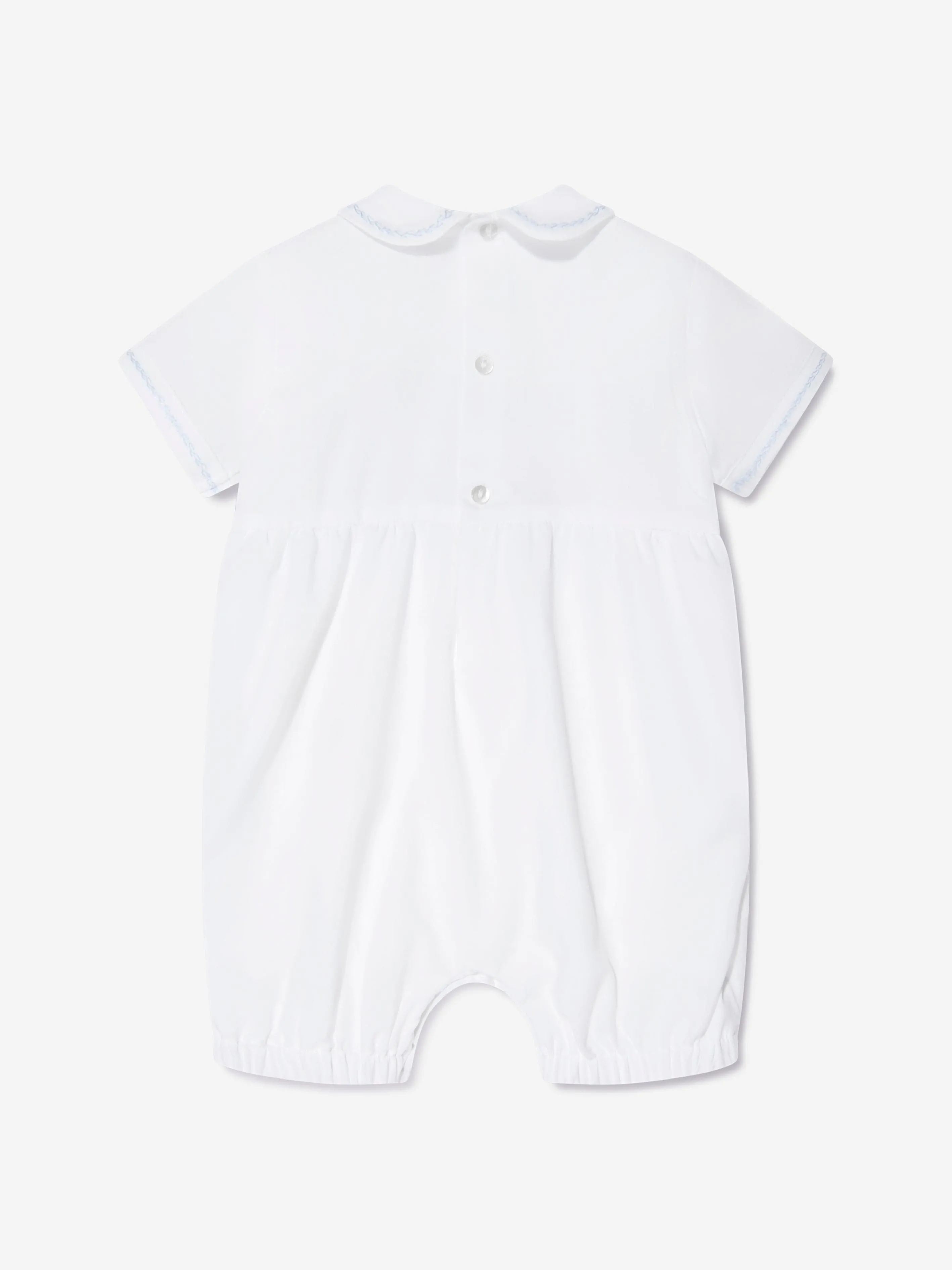 Sarah Louise Baby Boys Embroidered Romper in White