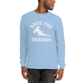 Save the Sharks Shirt, Hammerhead Shark, Save Our Oceans, Shark Week, Lover Gift, Men Long Sleeve T-Shirt Gift for Him