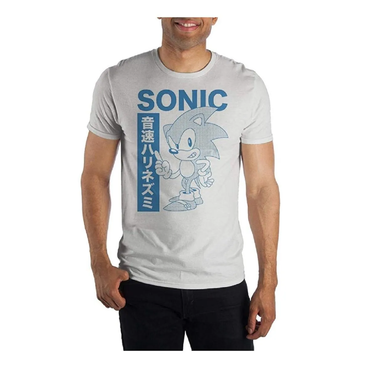 Sega Sonic The Hedgehog Kanji Glitch Adult T Shirt