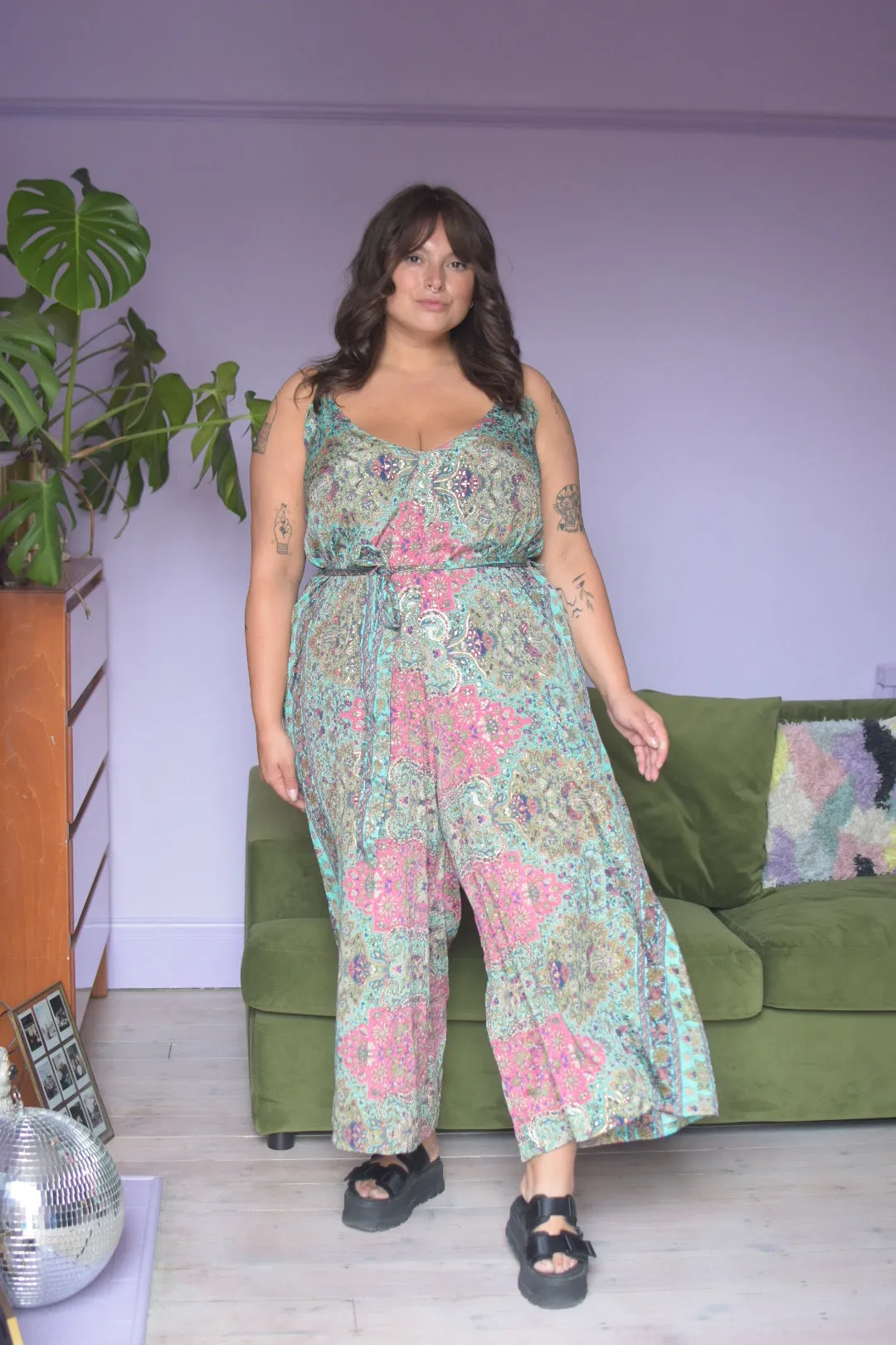 Selene Wide Leg Jumpsuit | Turquoise Tapestry