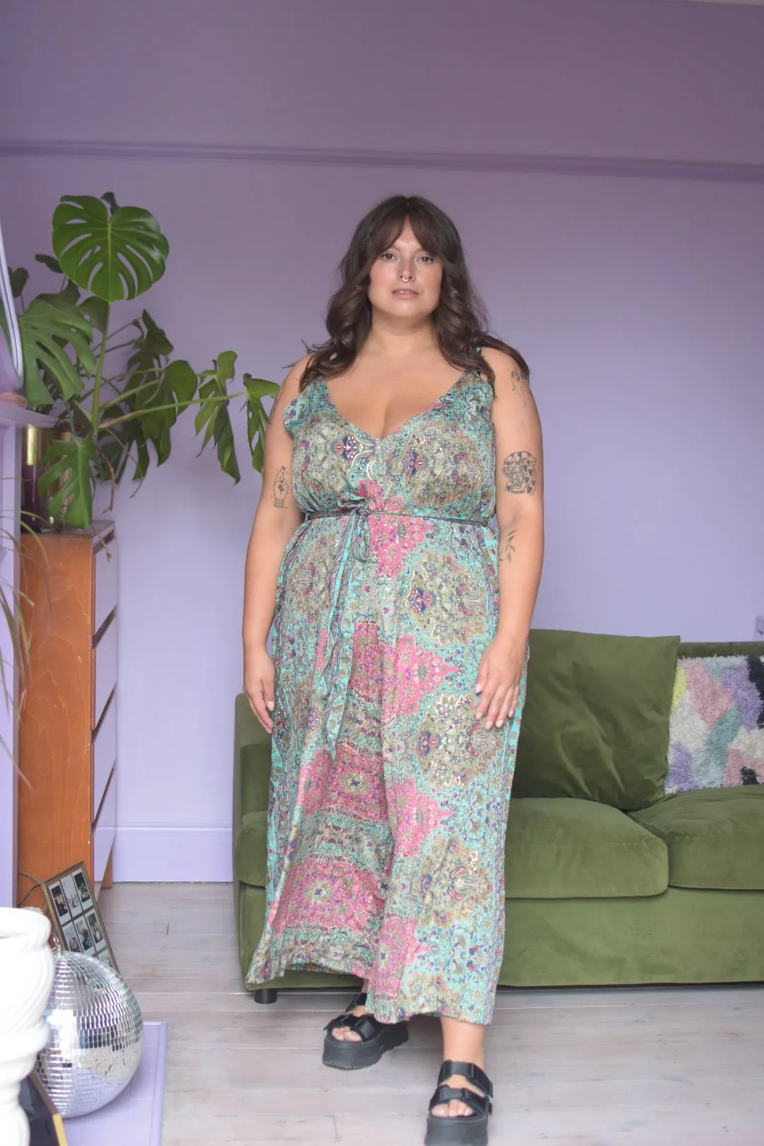 Selene Wide Leg Jumpsuit | Turquoise Tapestry