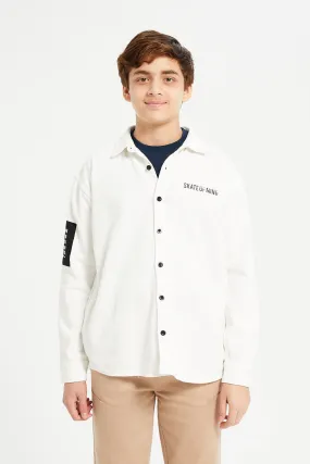 Senior Boys White Denim Shirt With T-Shirt (2 Piece)