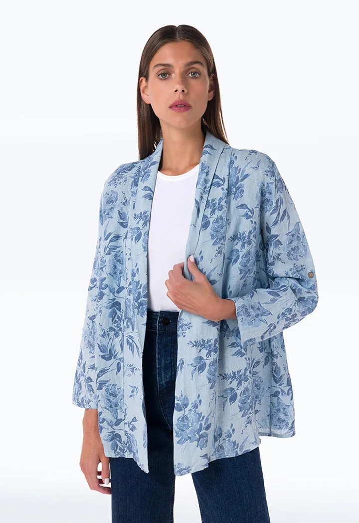 Shawl Lapel Floral Blazer