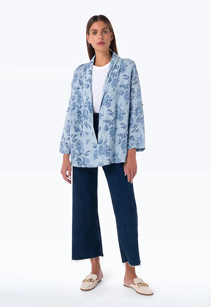 Shawl Lapel Floral Blazer