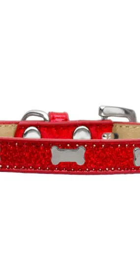 Silver Bone Widget Dog Collar Red Ice Cream Size 14