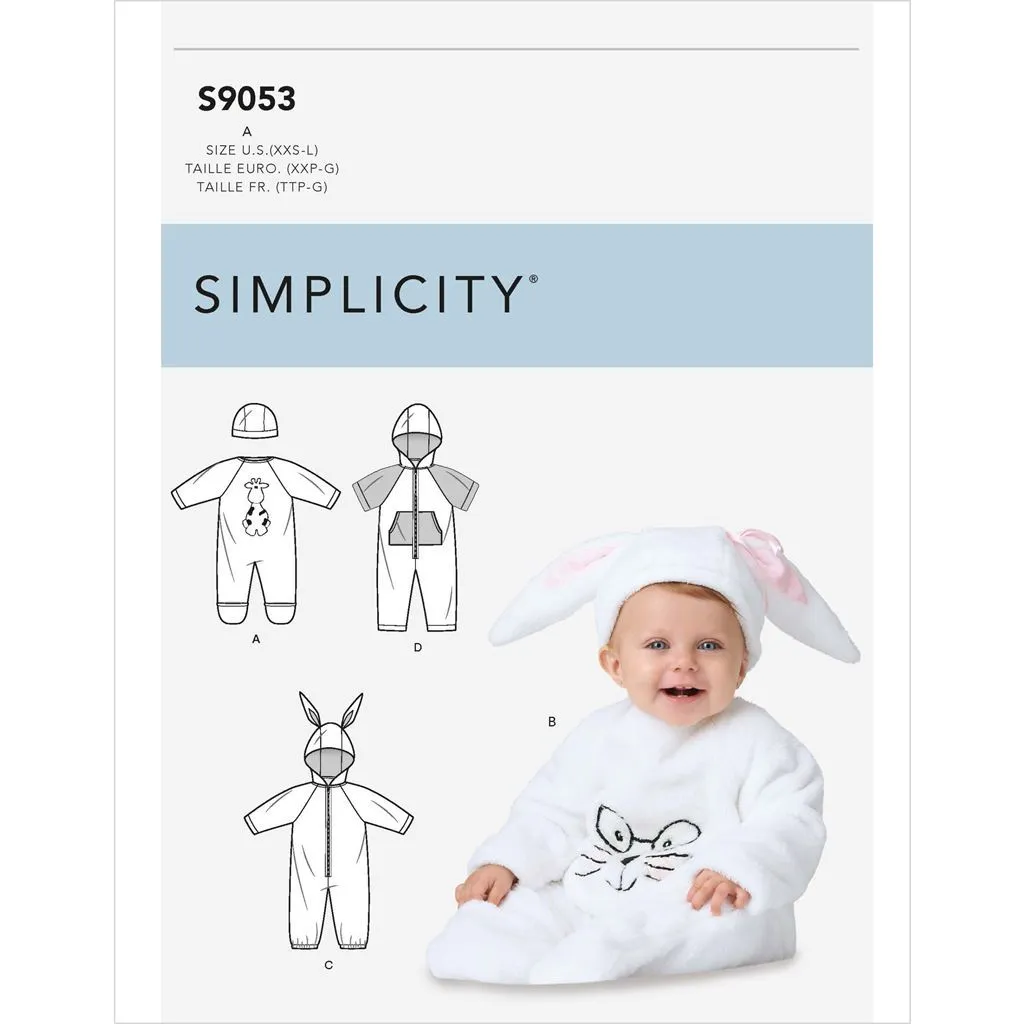 Simplicity Sewing Pattern S9053 Babies' Jumpsuit & Hats