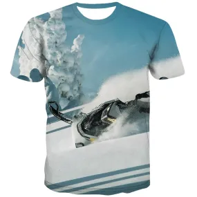 Ski T-shirt Men White Tshirts Casual Movement Tshirts Novelty Snowfield T shirts Funny