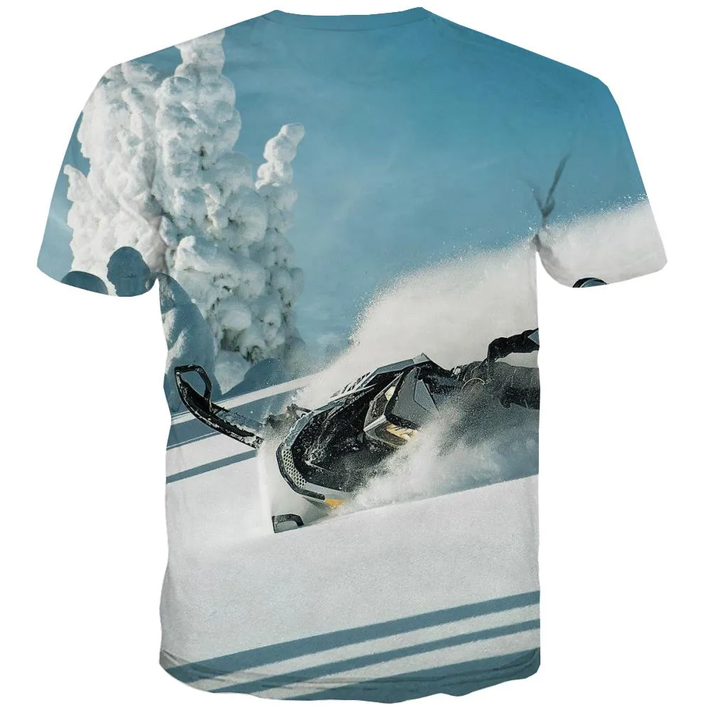 Ski T-shirt Men White Tshirts Casual Movement Tshirts Novelty Snowfield T shirts Funny