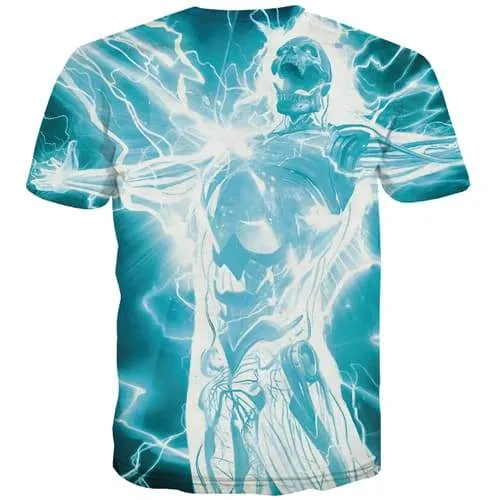 Skull T shirts Men Lightning Tshirt Anime Hip Hop T shirts Funny Halloween Tshirts Casual Street Tshirts Novelty Short Sleeve