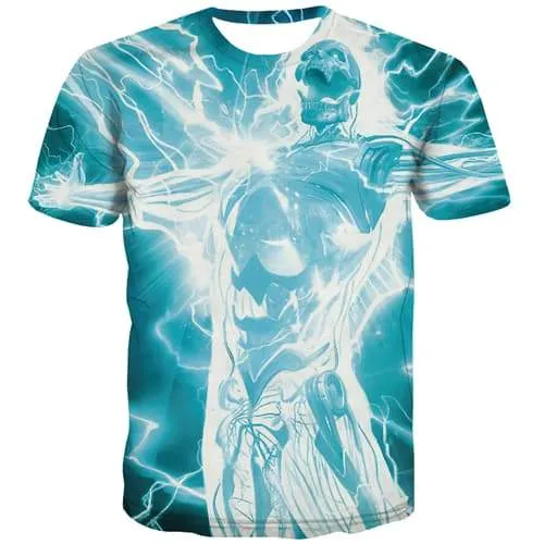 Skull T shirts Men Lightning Tshirt Anime Hip Hop T shirts Funny Halloween Tshirts Casual Street Tshirts Novelty Short Sleeve