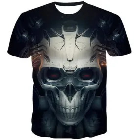 Skull T shirts Men Skeleton T-shirts 3d Metal Tshirts Casual Black Tshirt Printed Gothic Tshirt Anime Short Sleeve Full Print