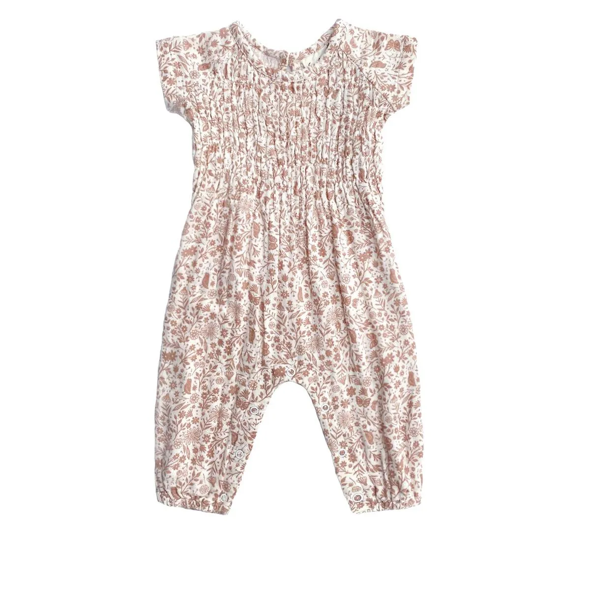 Smocked Long Romper - Garden