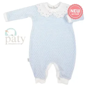 Solid Color Blue Romper w/ Collar #266LSC