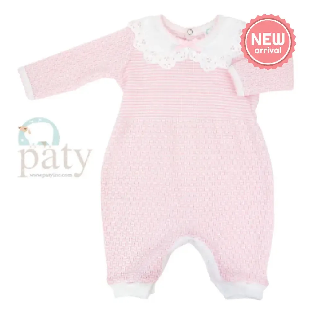 Solid Color Pink Romper w/ Collar #266LSC