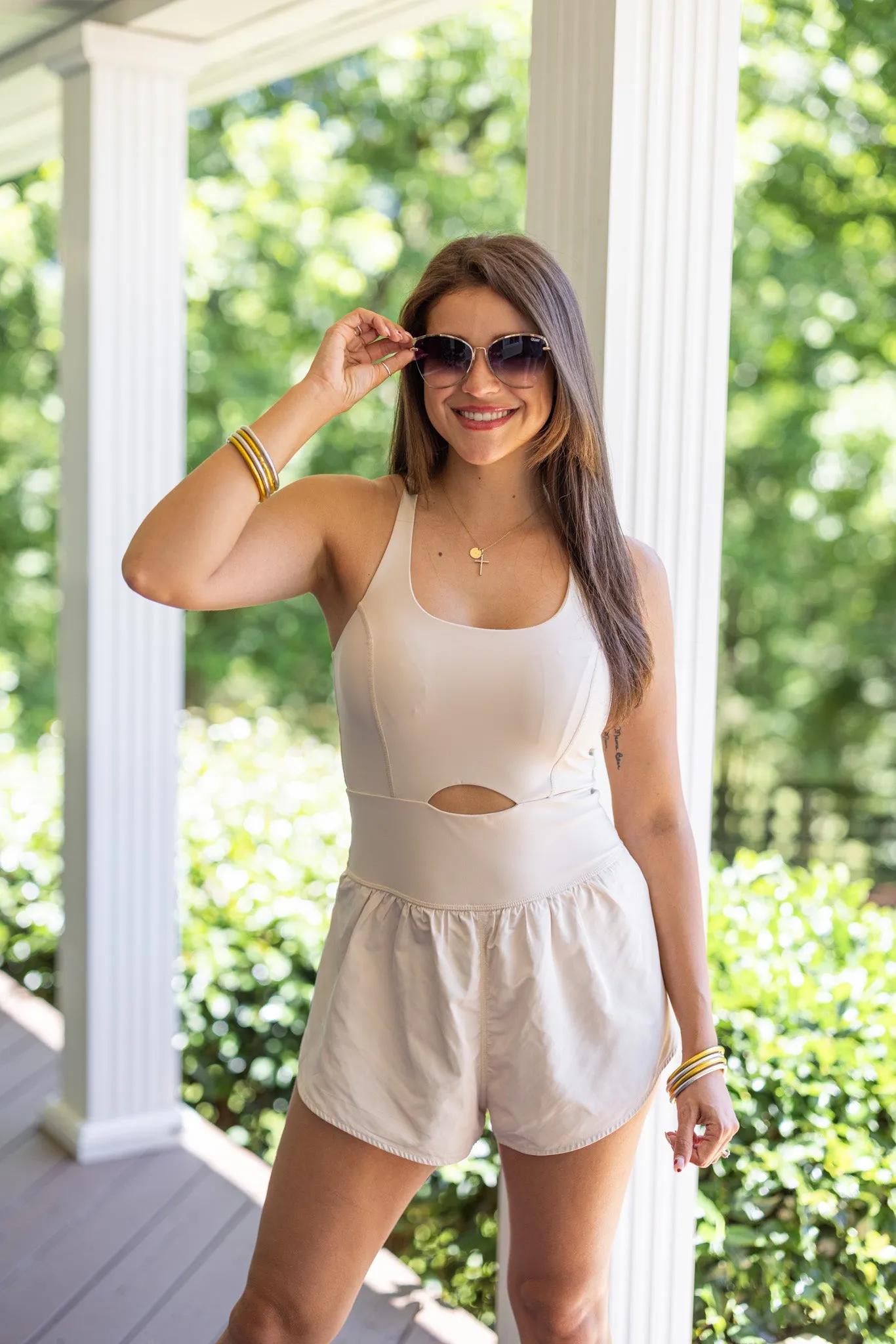 Spirited Active Romper-Beige