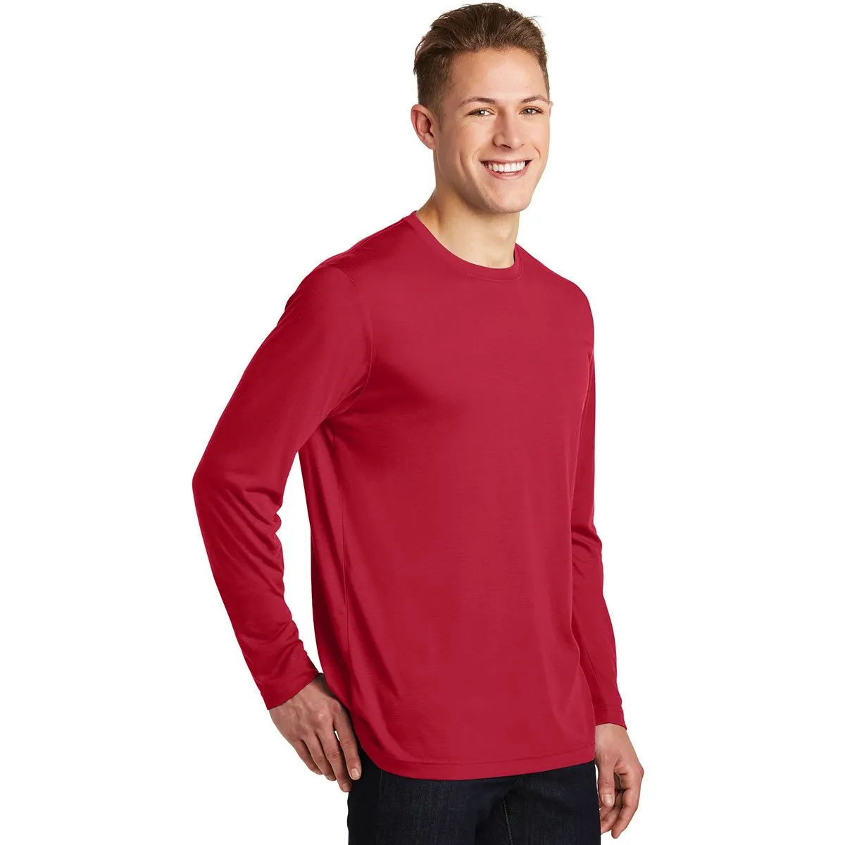 Sport-Tek Men's Deep Red Long Sleeve PosiCharge Competitor Cotton Touch Tee