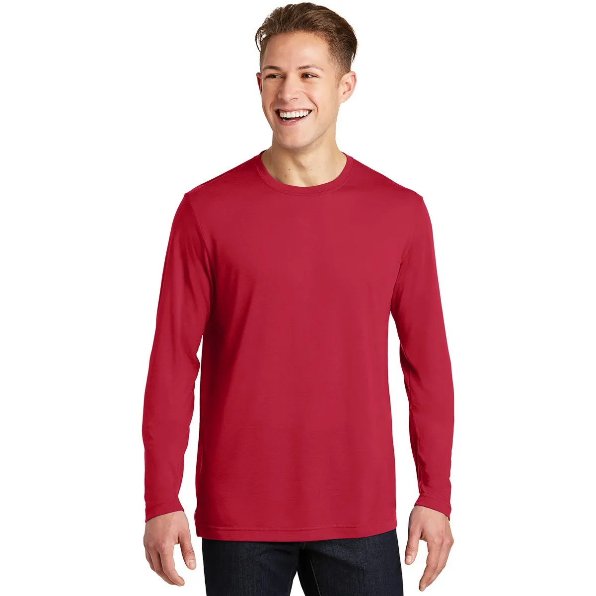 Sport-Tek Men's Deep Red Long Sleeve PosiCharge Competitor Cotton Touch Tee