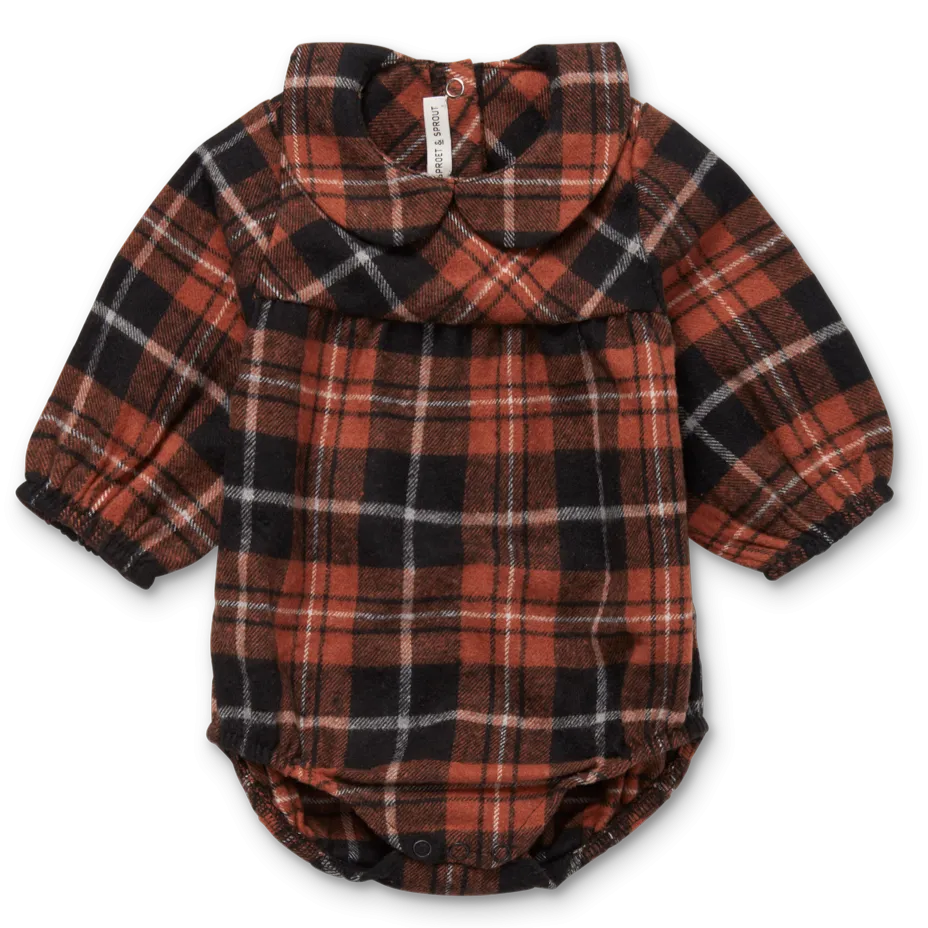 Sproet & Sprout Romper Flannel Check Loose Fit | Barn Red