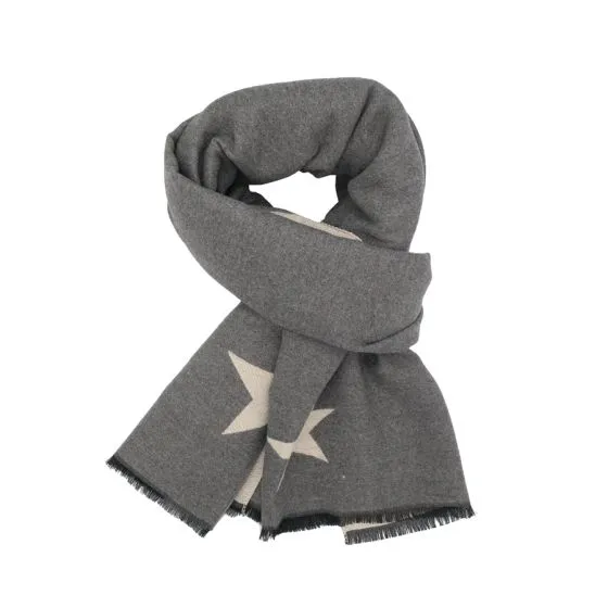 Star Blanket Scarf | Grey x Cream