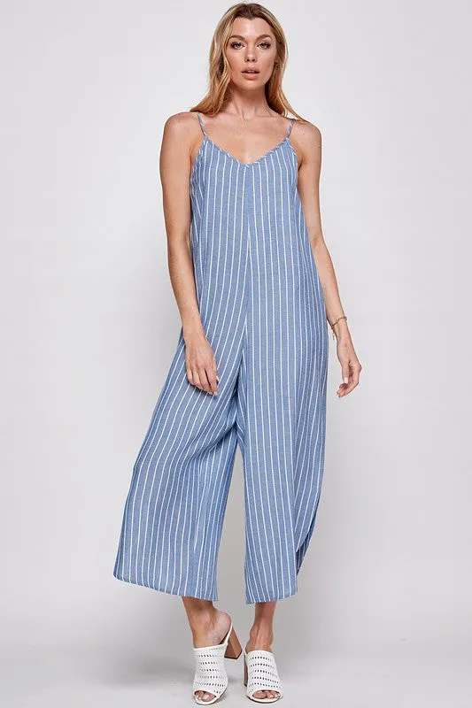 STRIPED WIDE LEG JUMPSUIT