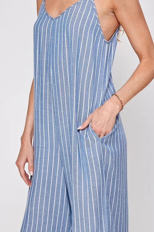 STRIPED WIDE LEG JUMPSUIT