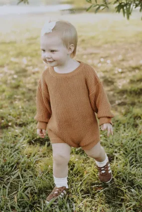 Sutton Knit Romper in Burnt Orange