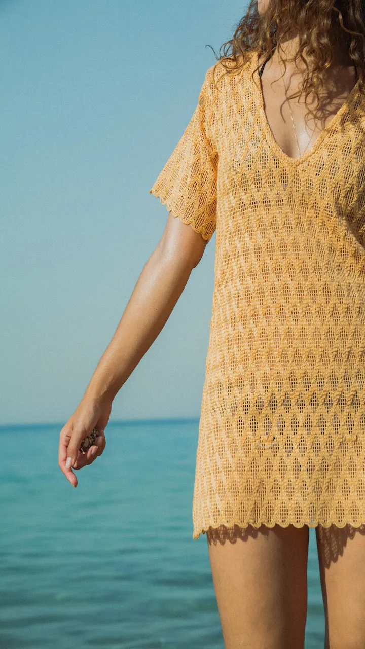 Sweet Thing Crochet Dress in Tangerine