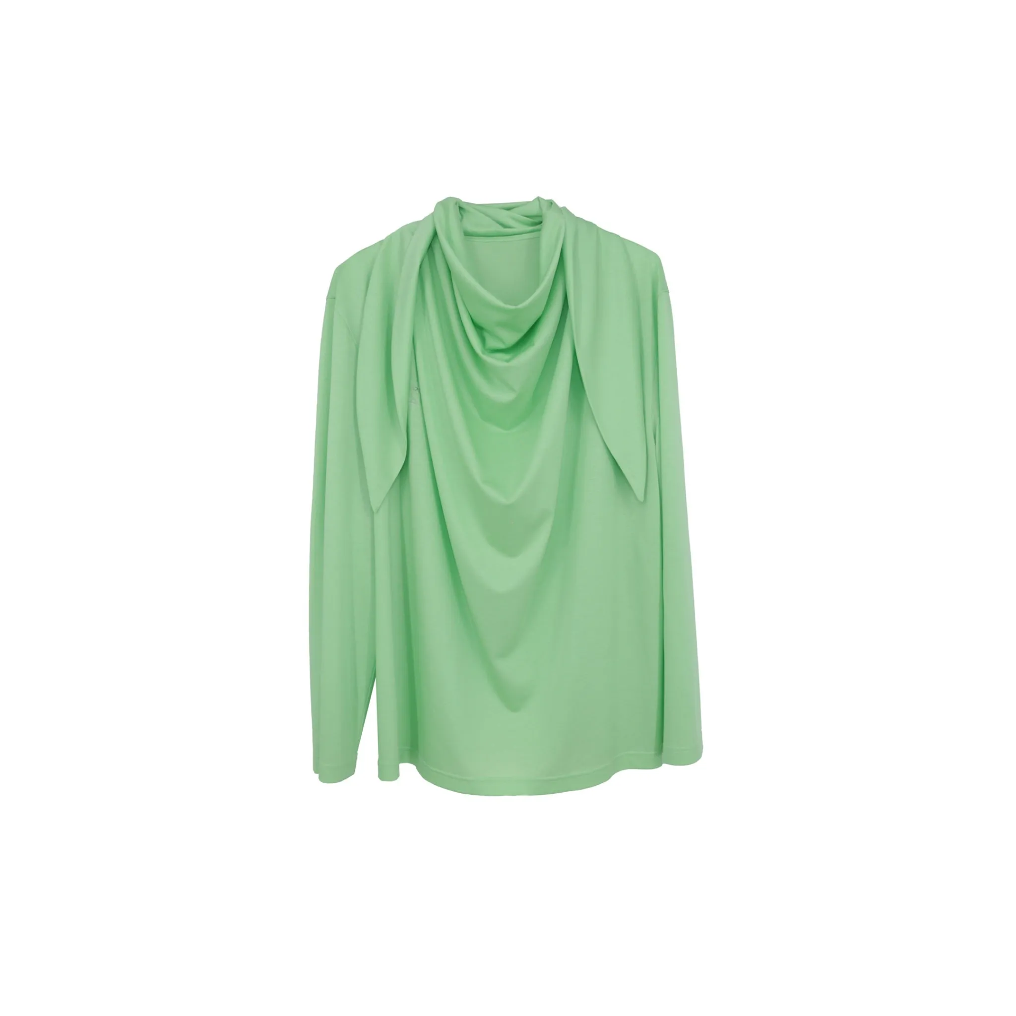 T-scarf Collar Lace-up Shirt in Green