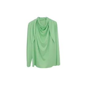 T-scarf Collar Lace-up Shirt in Green