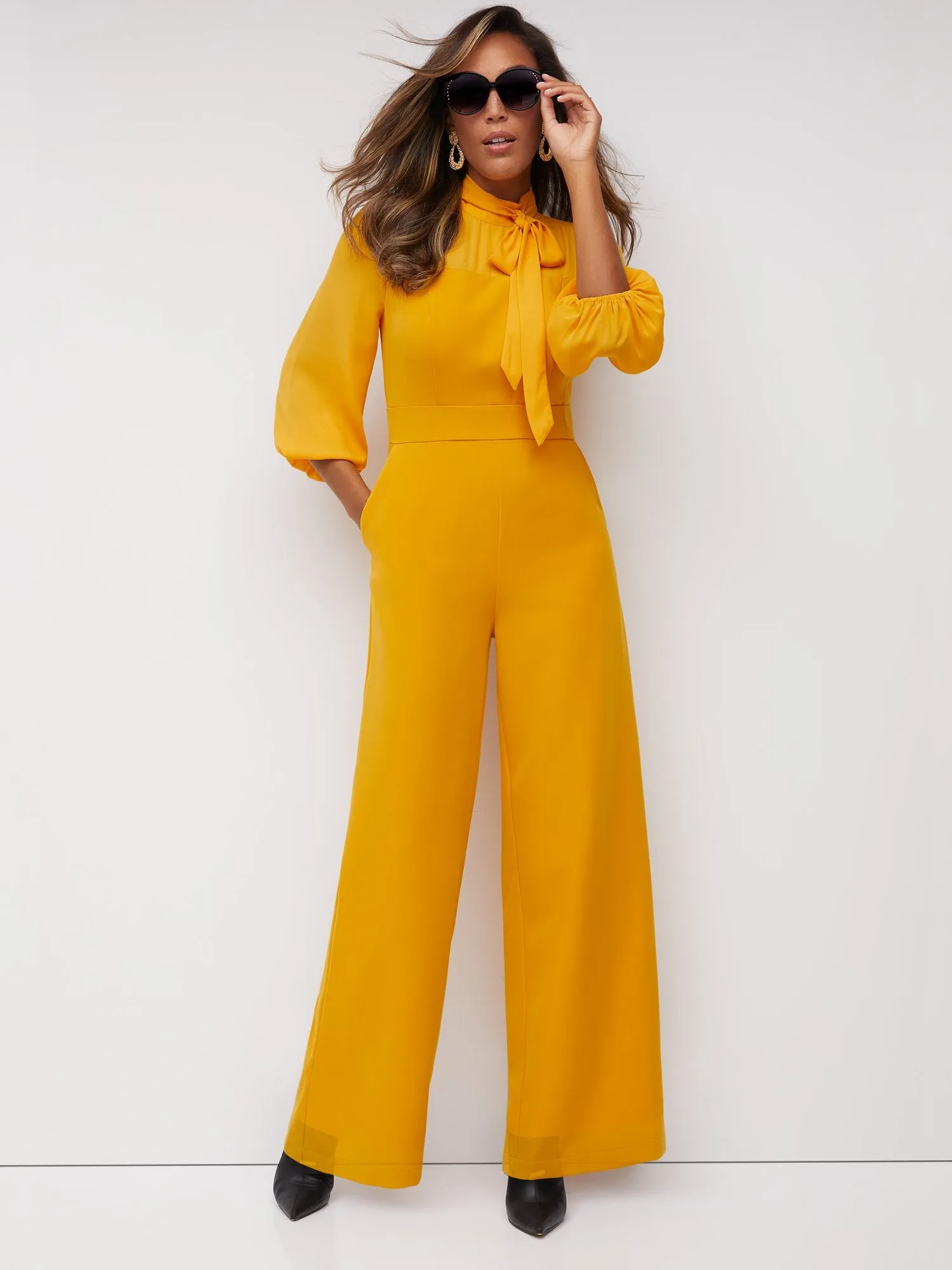 Tall Bow-Neck Wide-Leg Jumpsuit