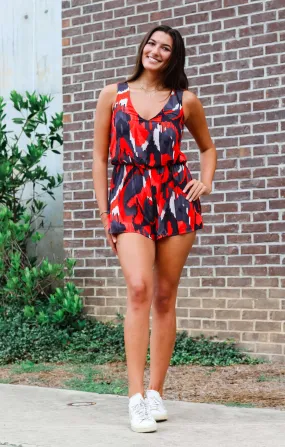 The Game Day Spirit Romper (Red & Black)