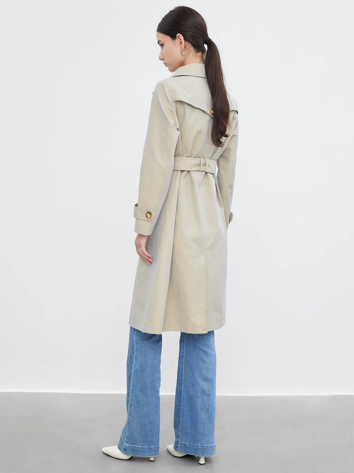 Tie Waist Double Breasted Trench Coat