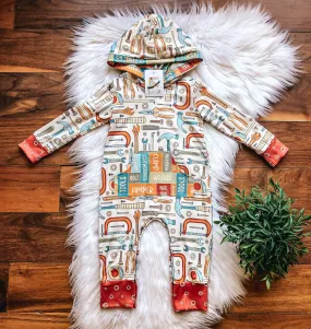 Tool Time hooded romper