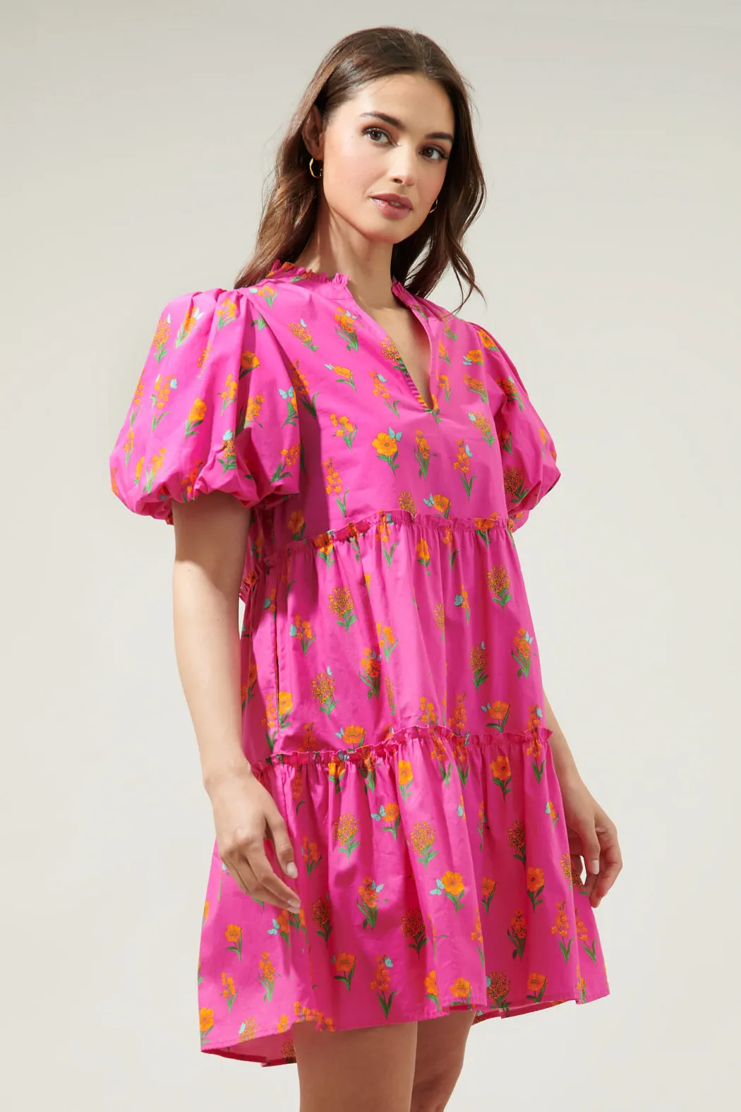 Tune Floral Jeanne Bubble Sleeve Babydoll Dress