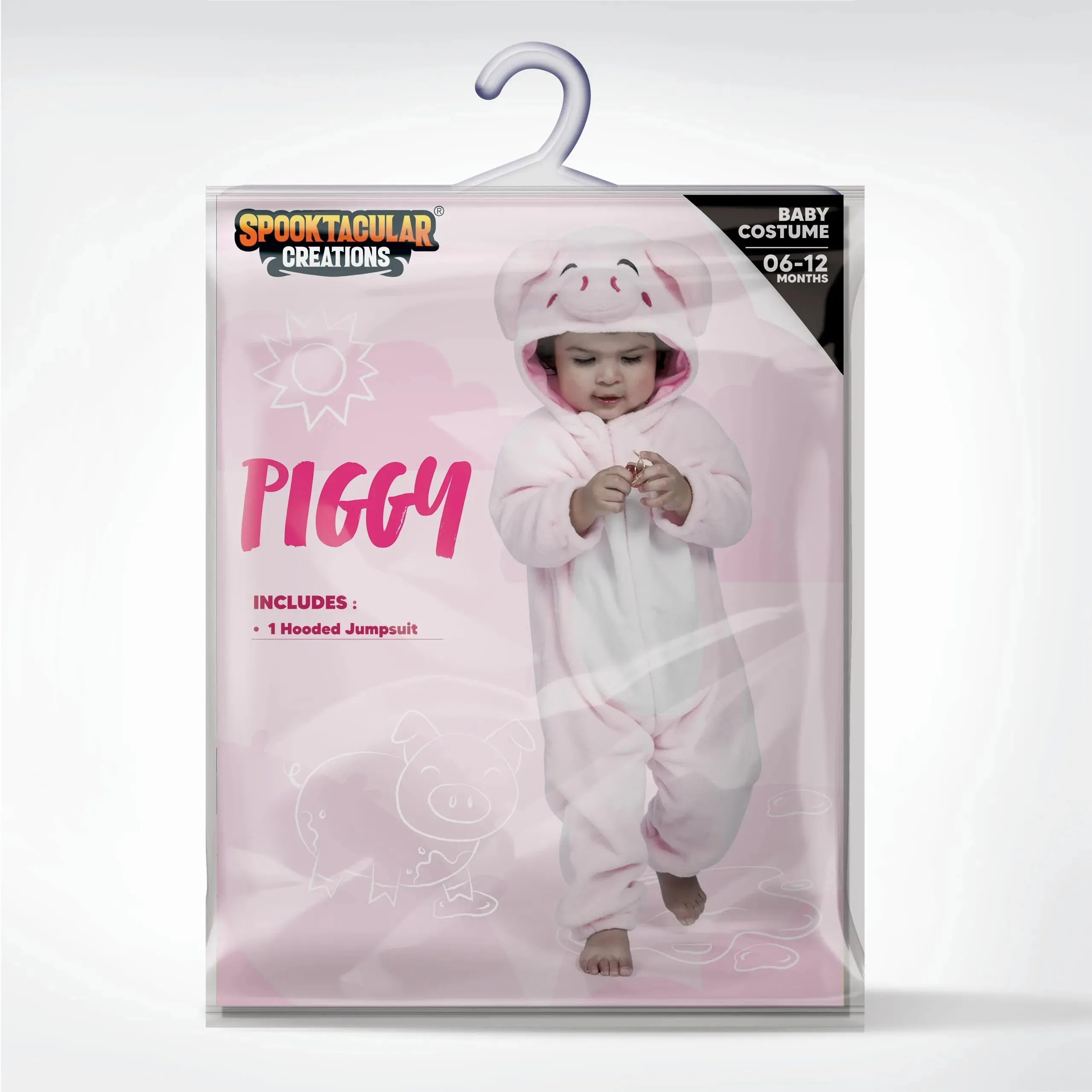 Unisex Baby Piggy Outfit Pink Animal Costume One-piece Pajama