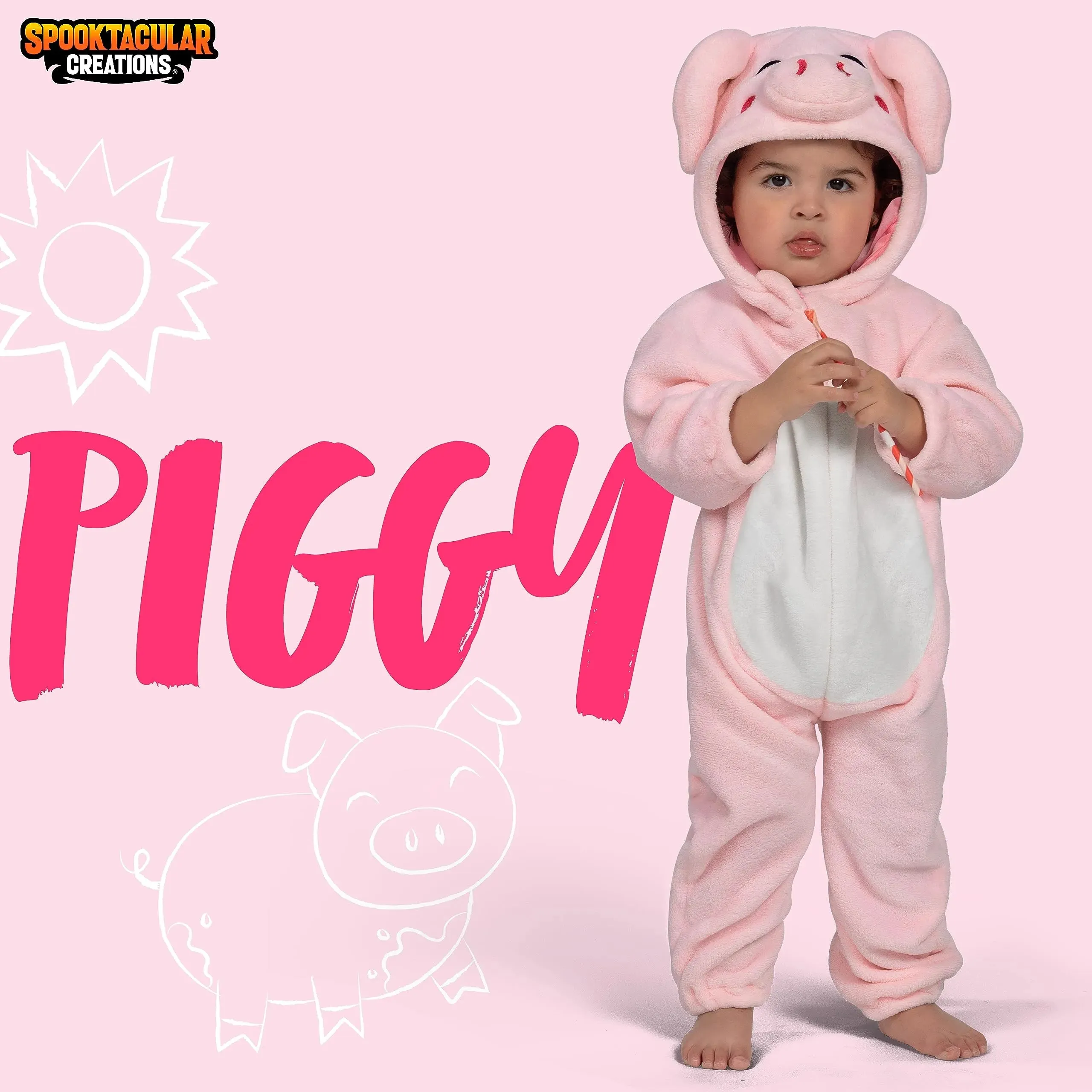 Unisex Baby Piggy Outfit Pink Animal Costume One-piece Pajama