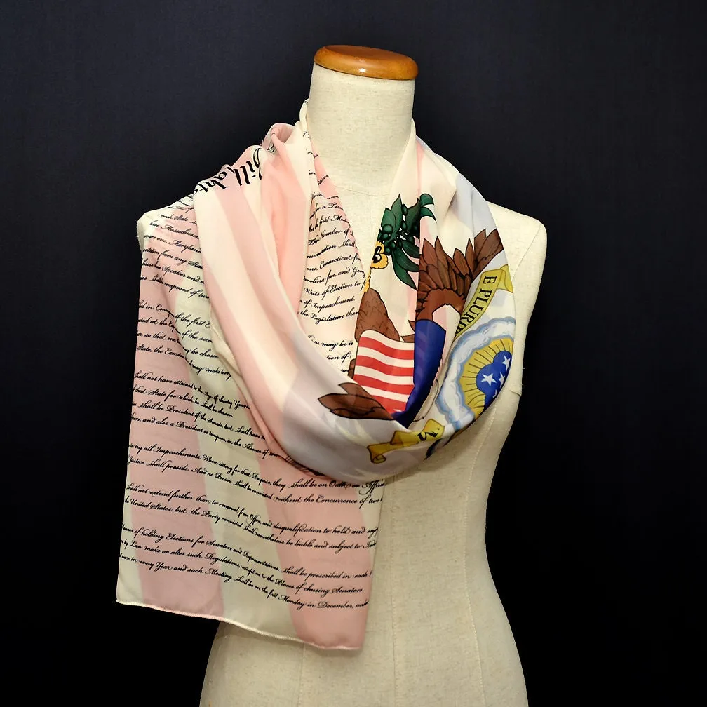 US Constitution and Bill of Rights Chiffon scarf, We the People, legislative executive judicial, ten amendments, US Flag,US Great Seal