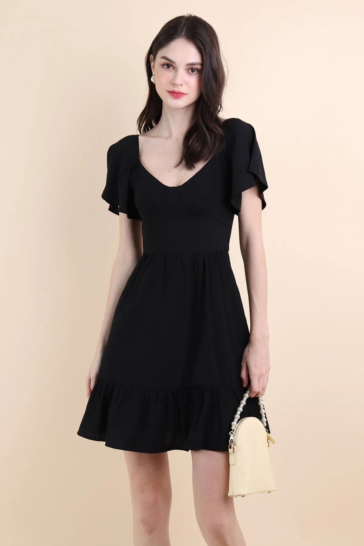 VENETIA ROMPER DRESS IN BLACK